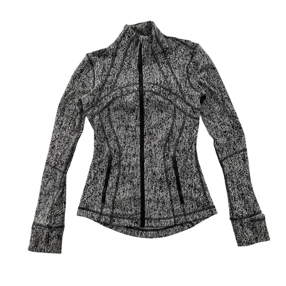 Lululemon Define Jacket Women 2 Luon Denim Twill Black White Yoga Athleisure